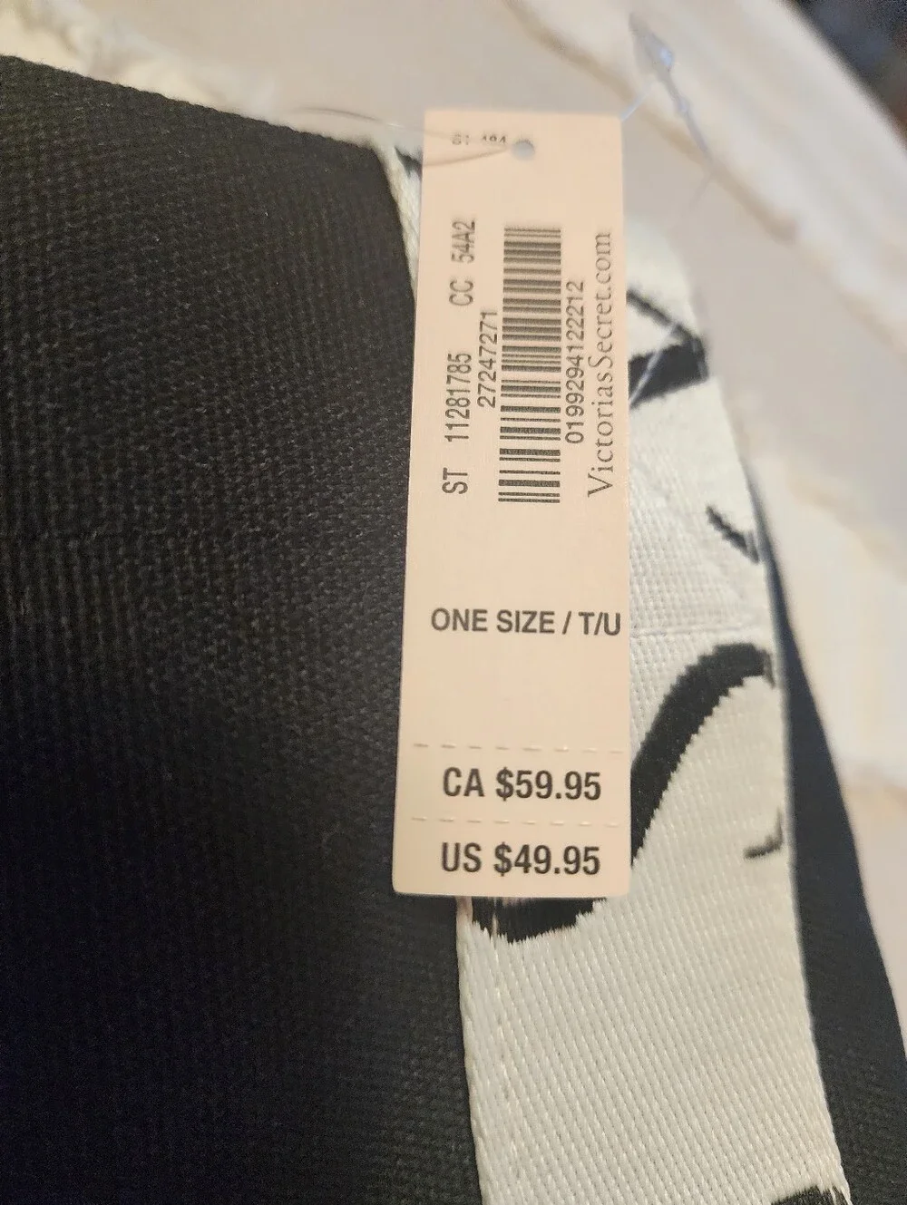 Victoria's Secret Black Tote with White Logo Straps